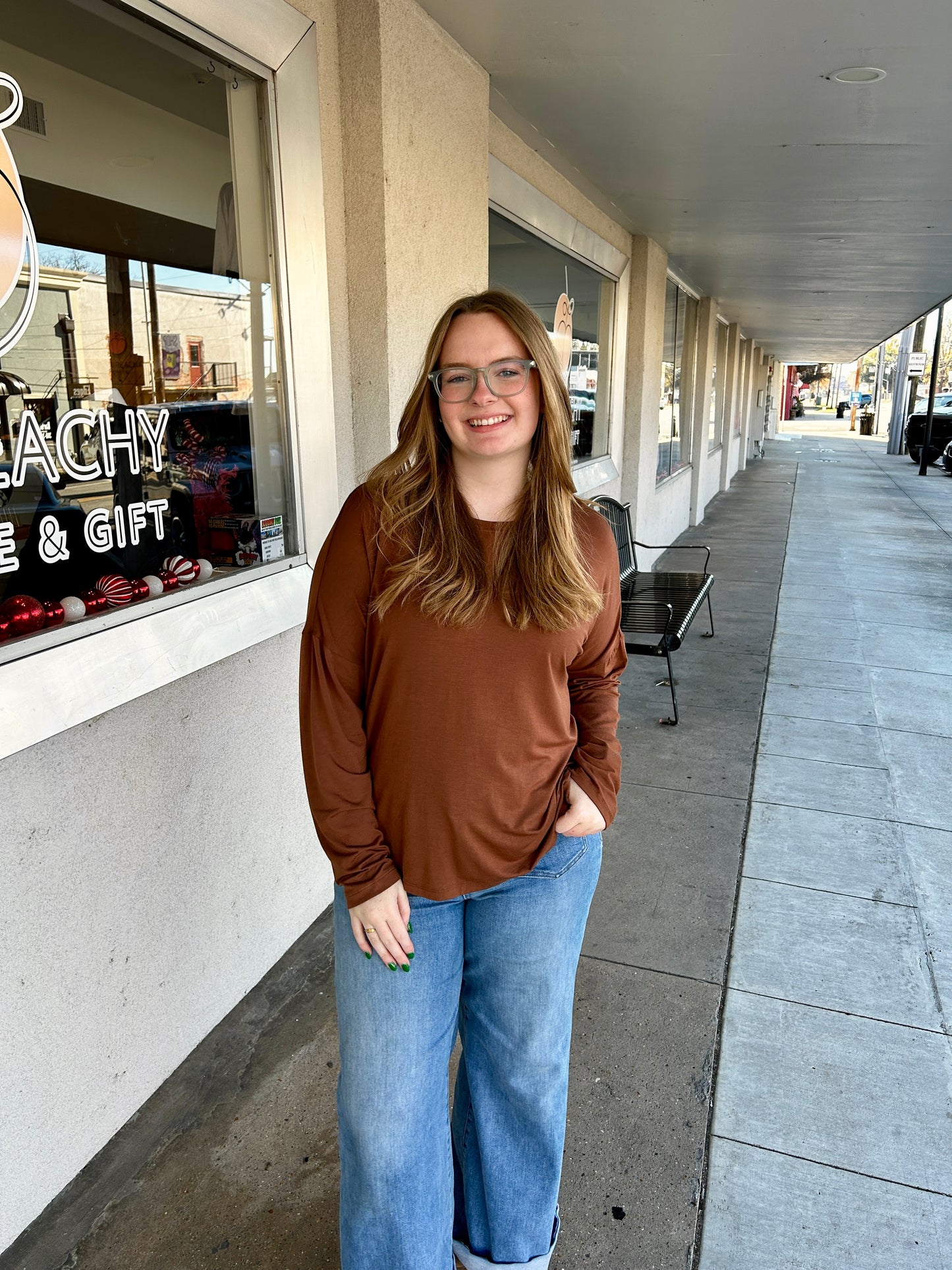 Golden Hour Long-Sleeve Top in Chestnut