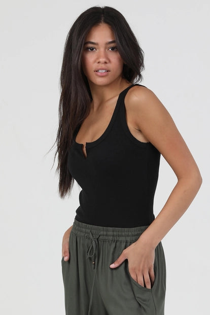Basic Language Rib Tank in Black