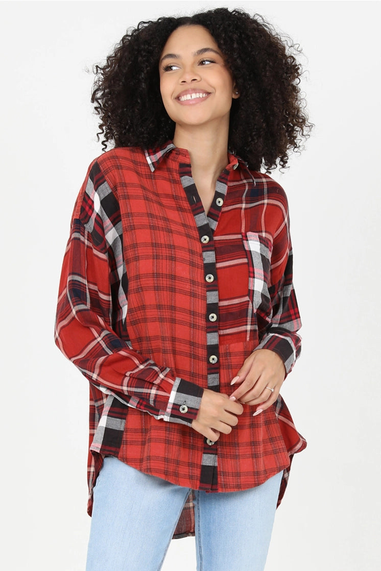 Call Me Up Plaid Top