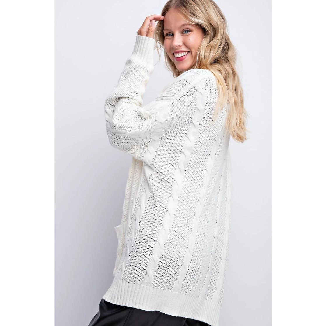 Classic Cabel Knit Cardigan- Cream