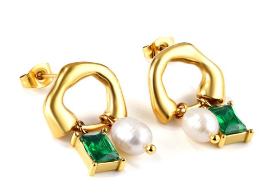 Emerald Circle Earrings