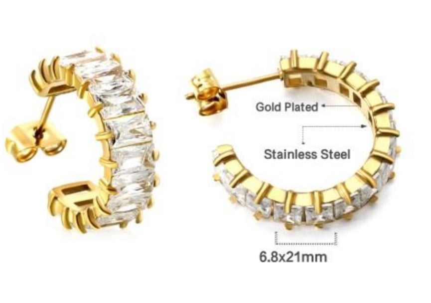 Gold Diamond Hoops