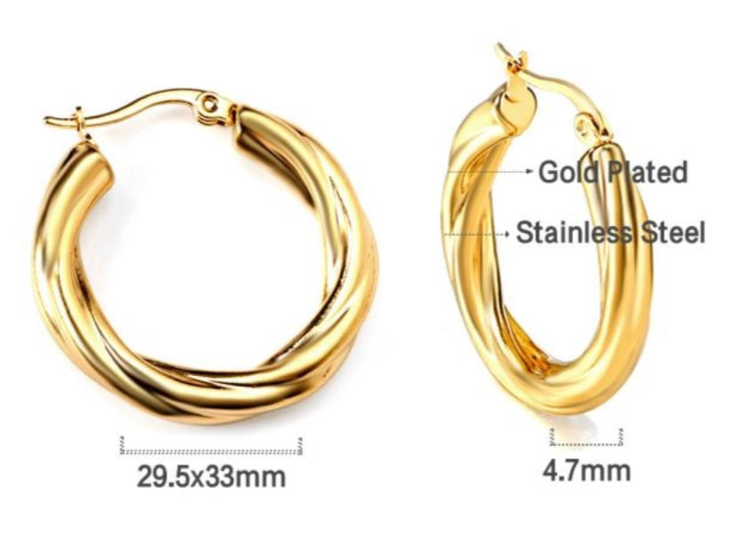 Twisty Gold Hoops
