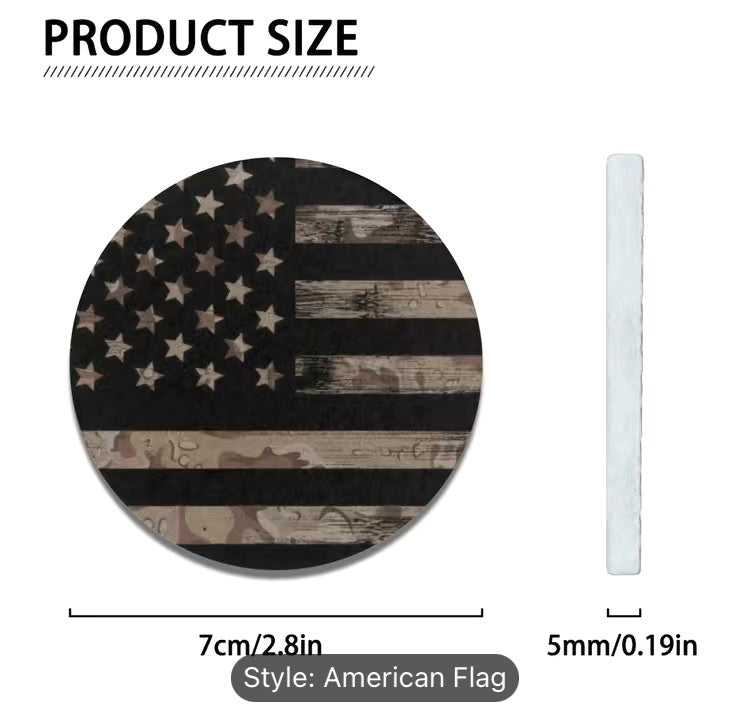 2PC- Vintage American Flag Car Cup Holder Coasters