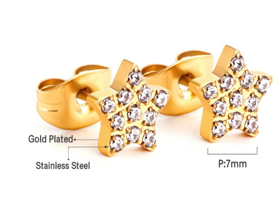 Star Stud Earrings- Gold