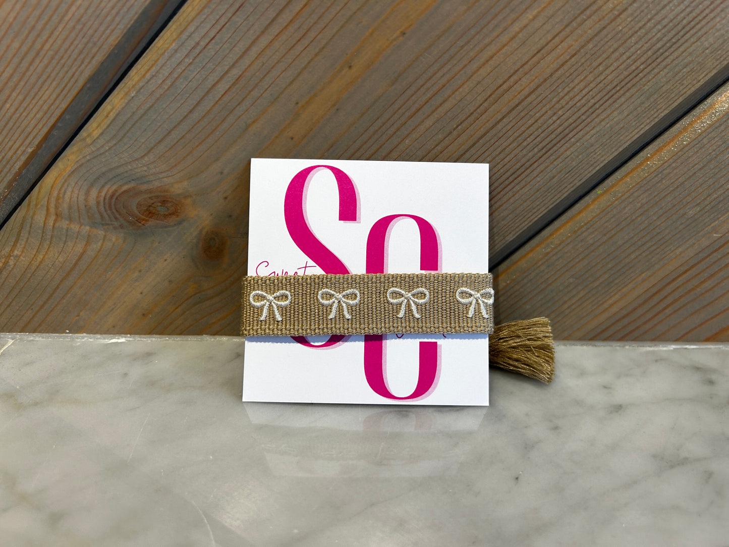 White Bow Tassel Bracelet