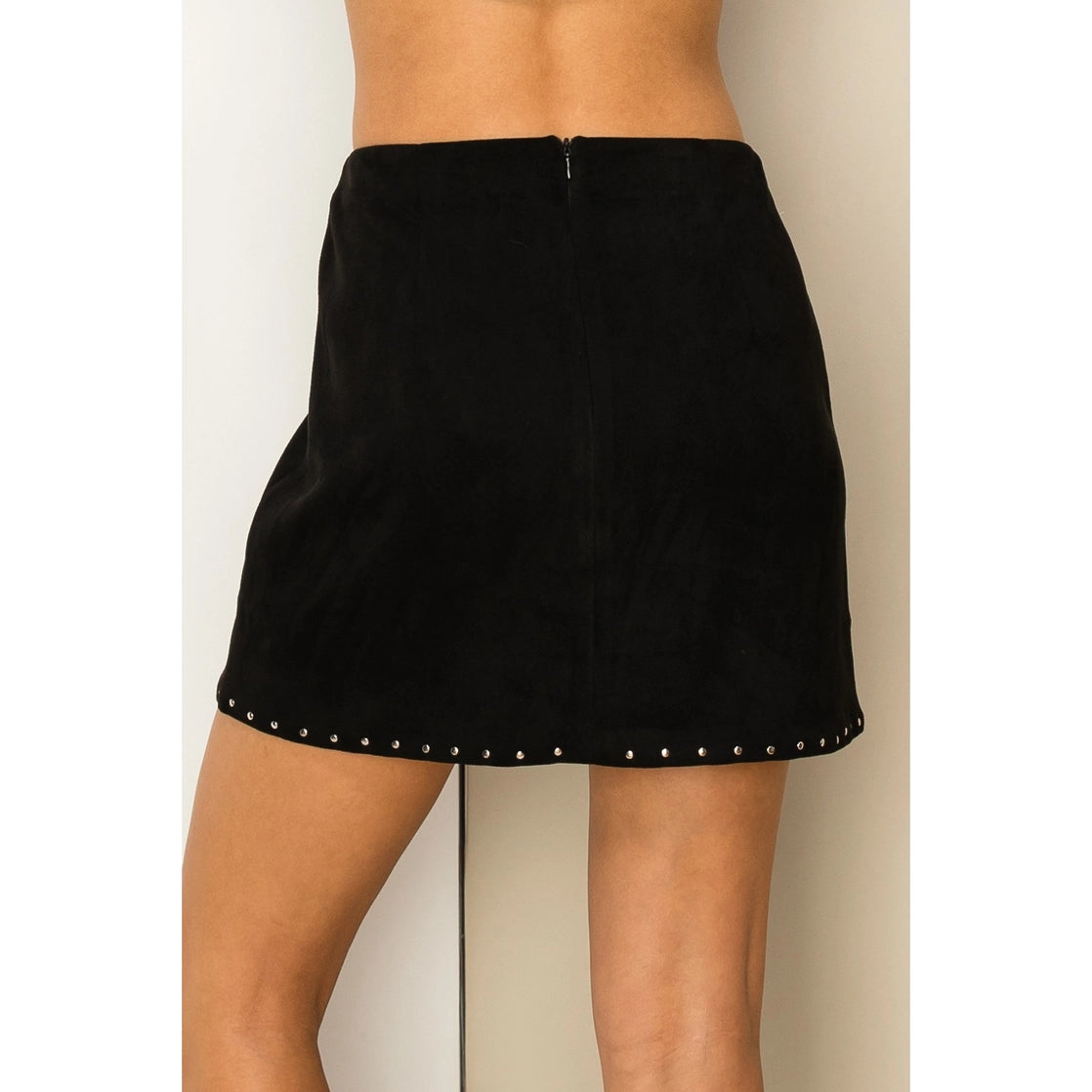 Just Perfect Faux Suede Black Mini Skirt