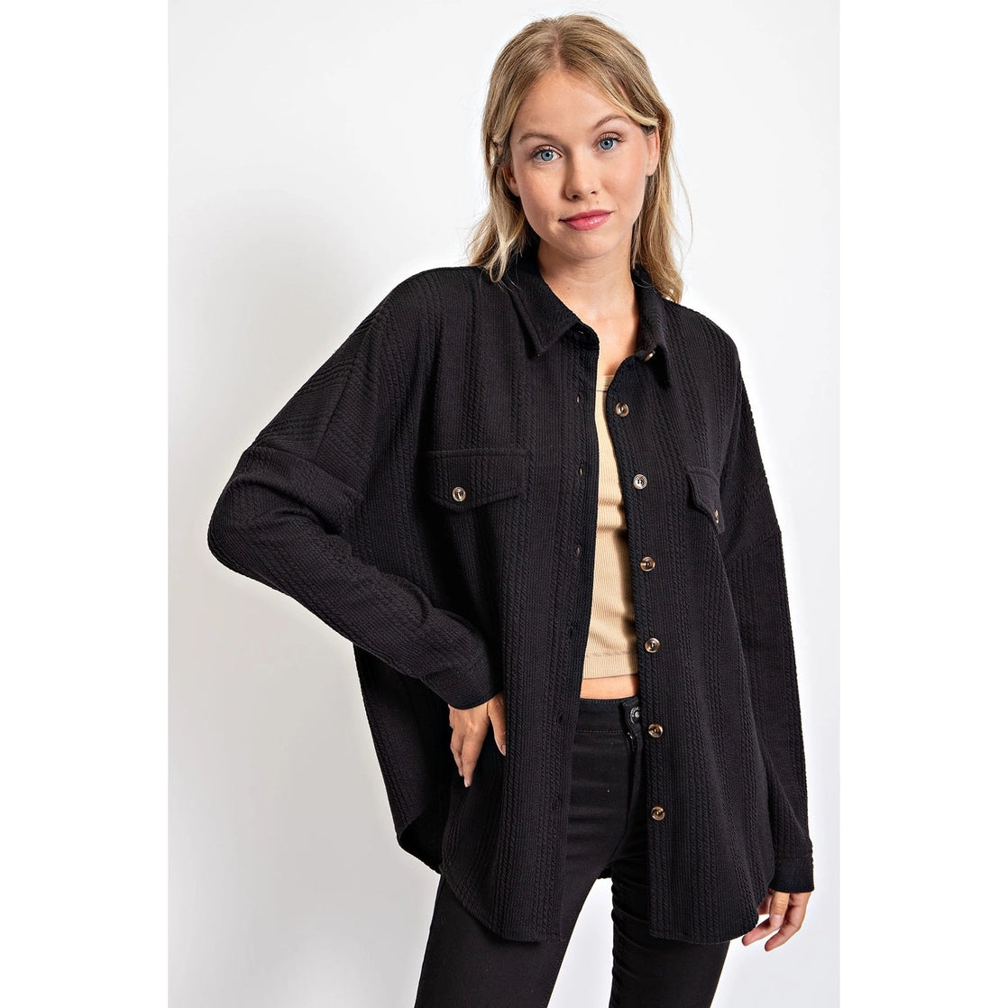 Just Warming Up Shacket- Black