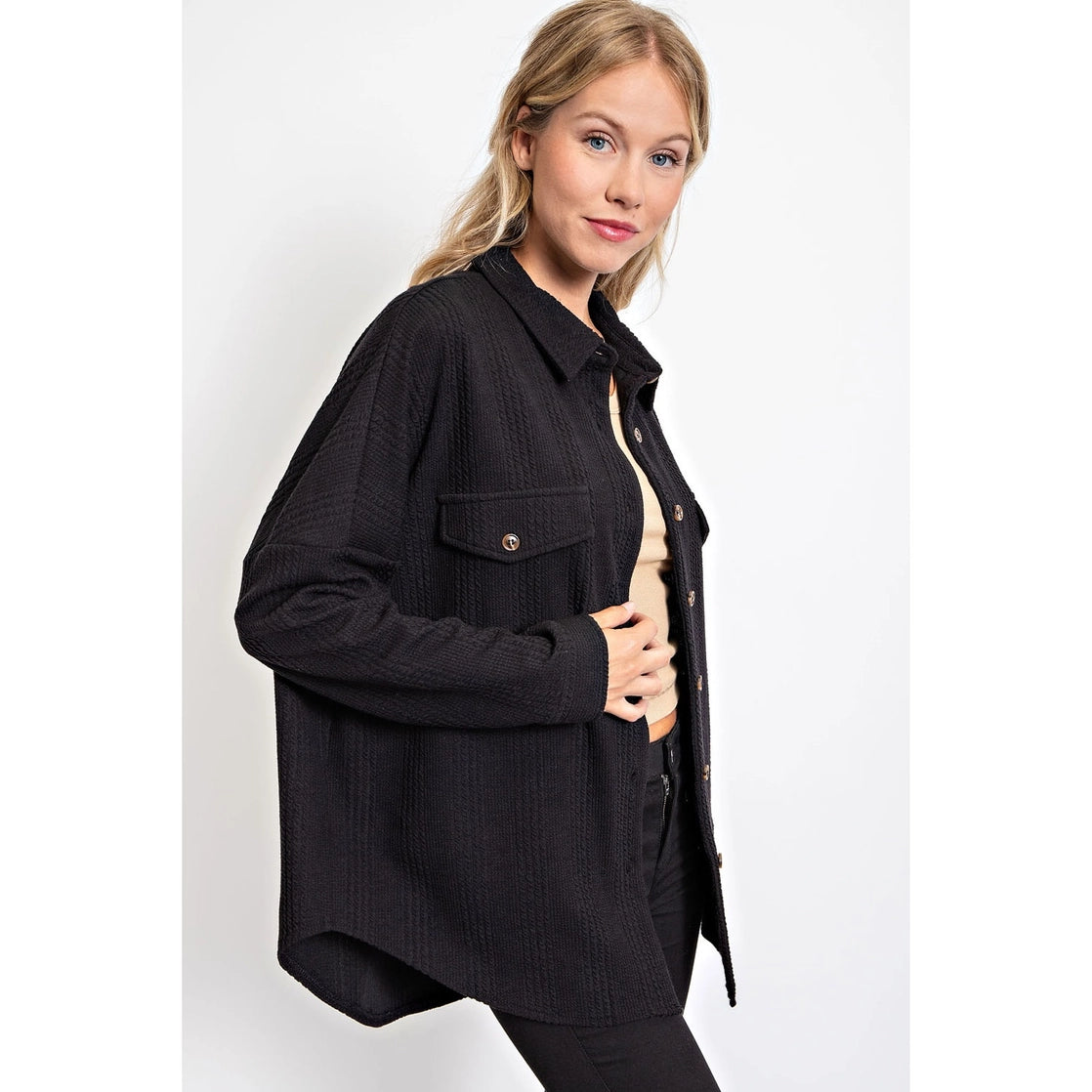 Just Warming Up Shacket- Black