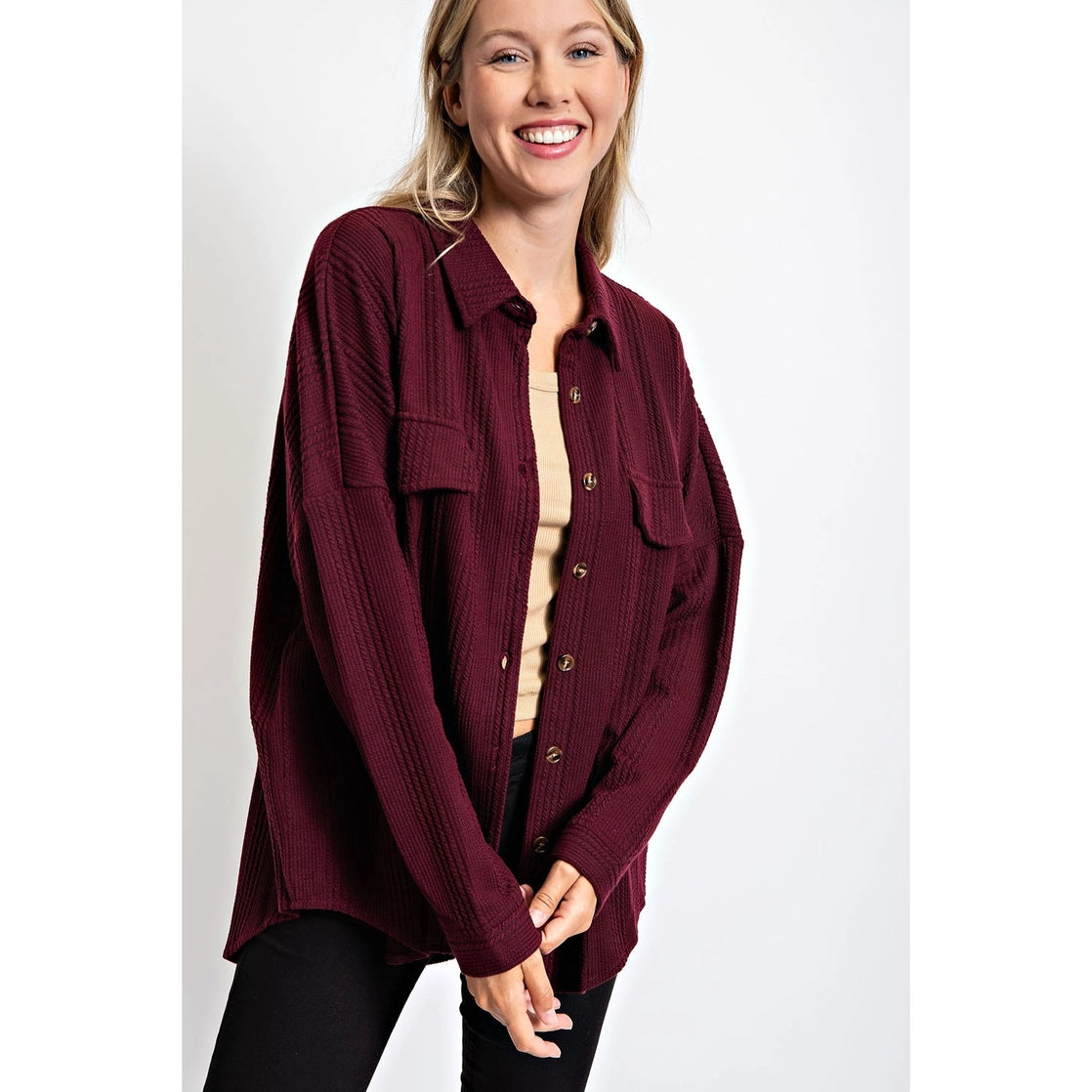 Just Warming Up Shacket- Eggplant