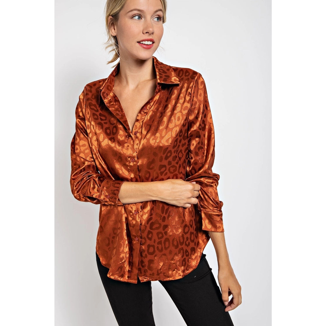 Leopard Jacquard Button Down Shirt