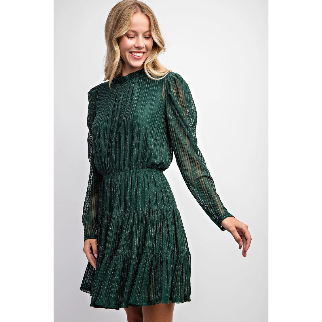 Lurex Puff Sleeve Dress