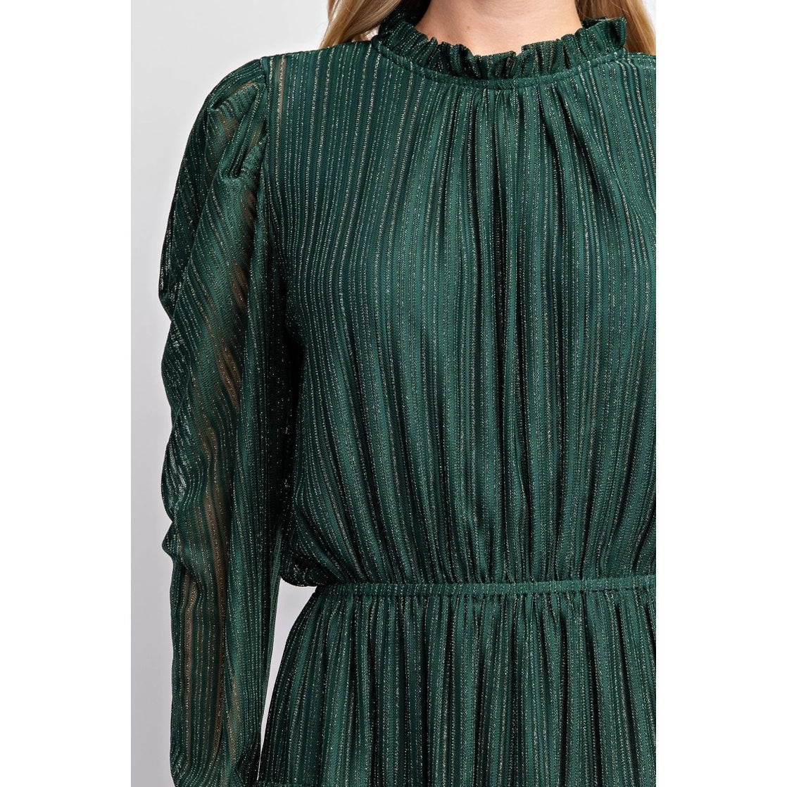Lurex Puff Sleeve Dress