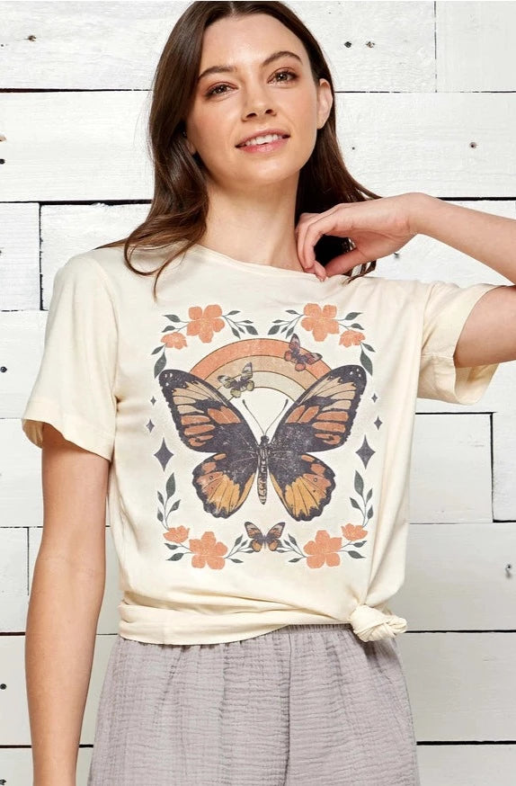 Rainbow & Butterfly Graphic Tee