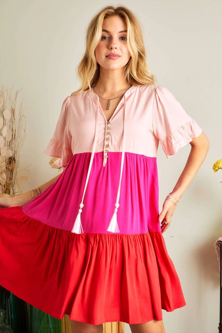 Tassel Tie Colorblock Dress