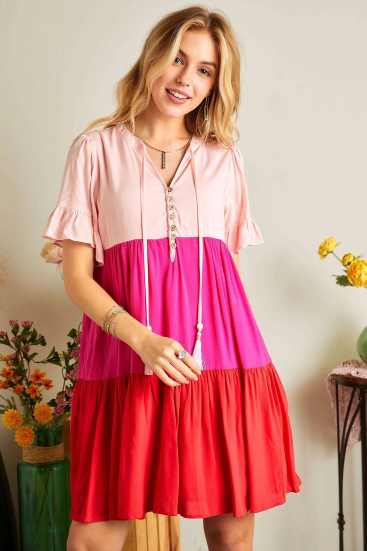 Tassel Tie Colorblock Dress