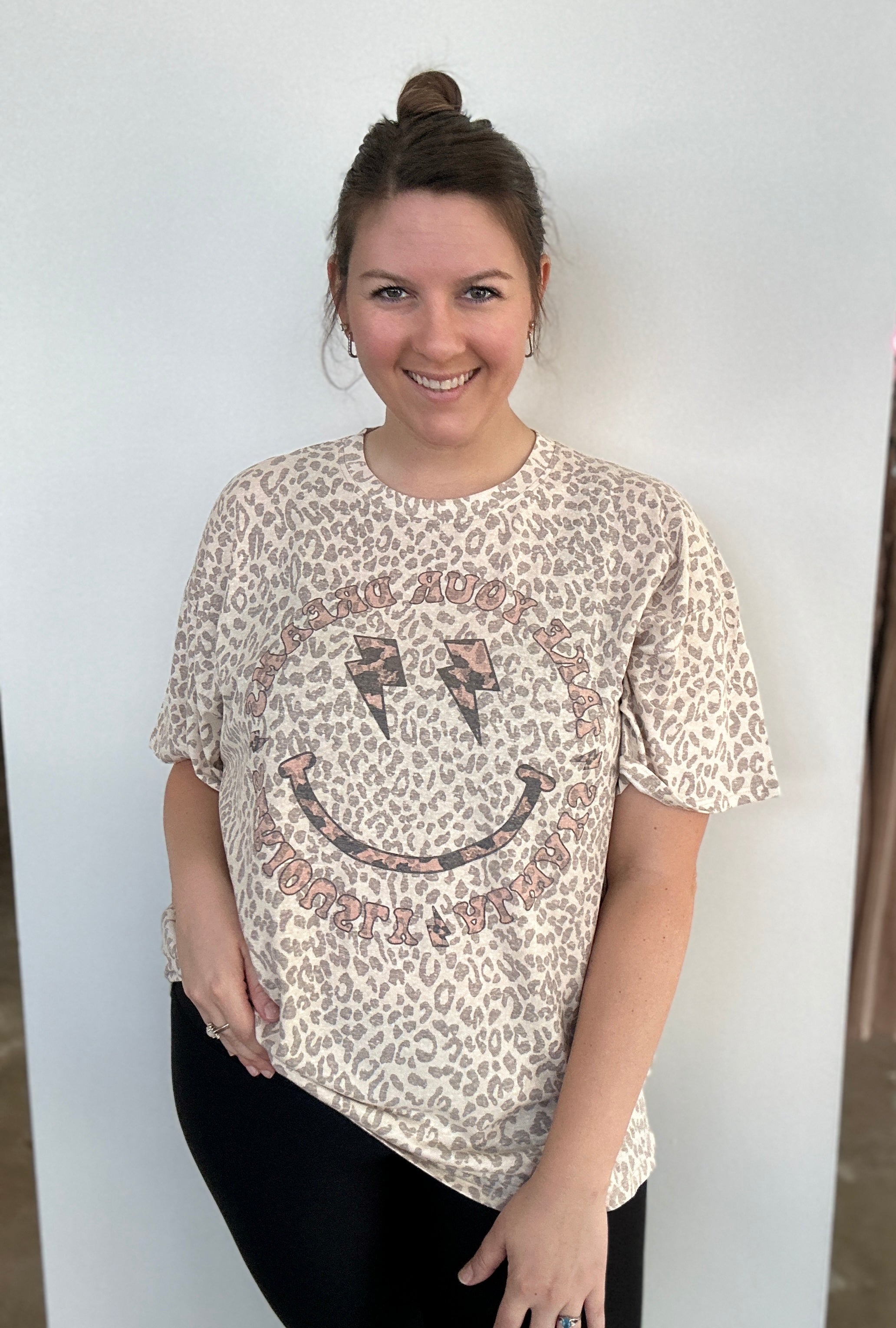 Leopard Smiley Face Tee