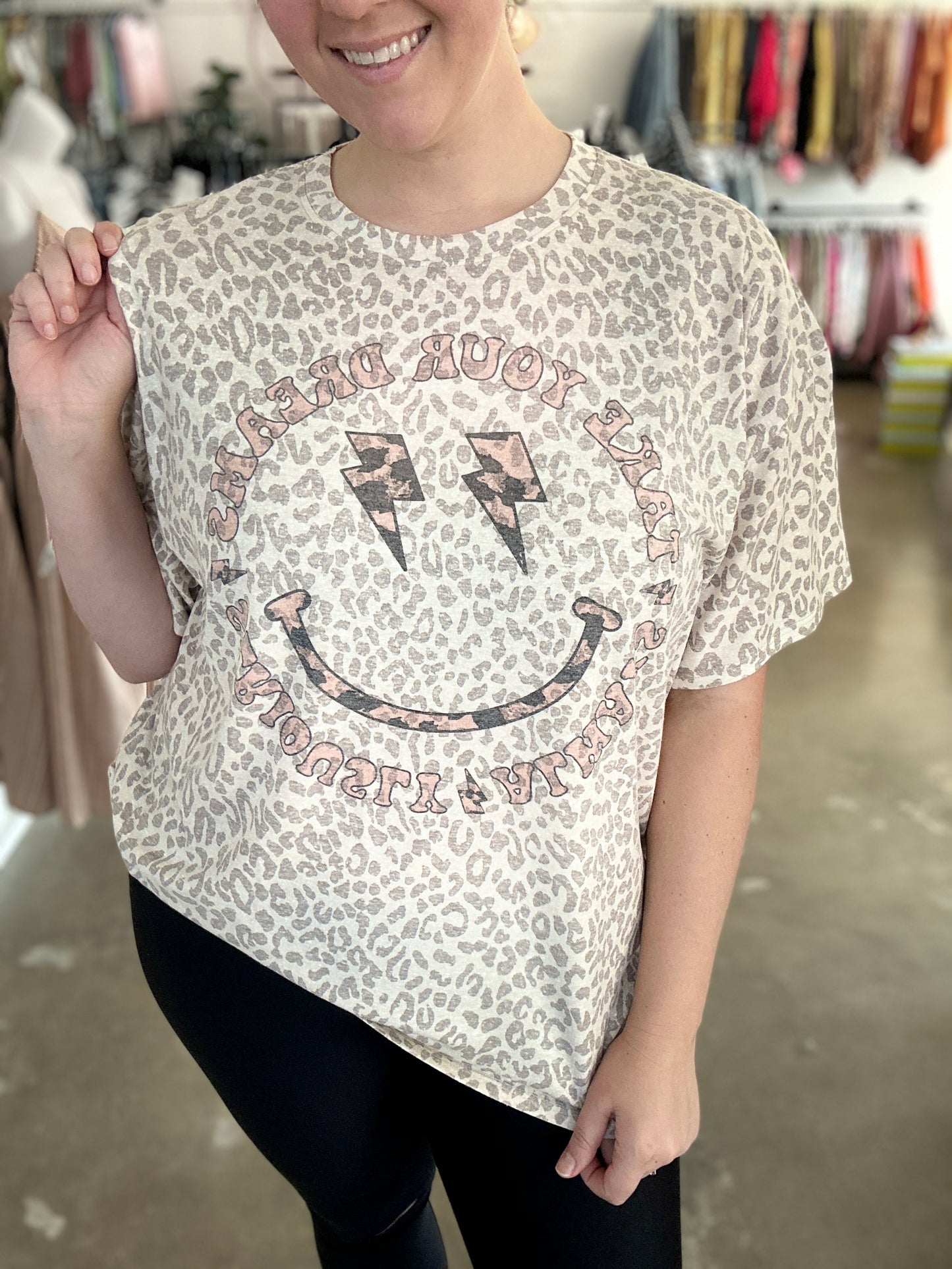 Leopard Smiley Face Tee