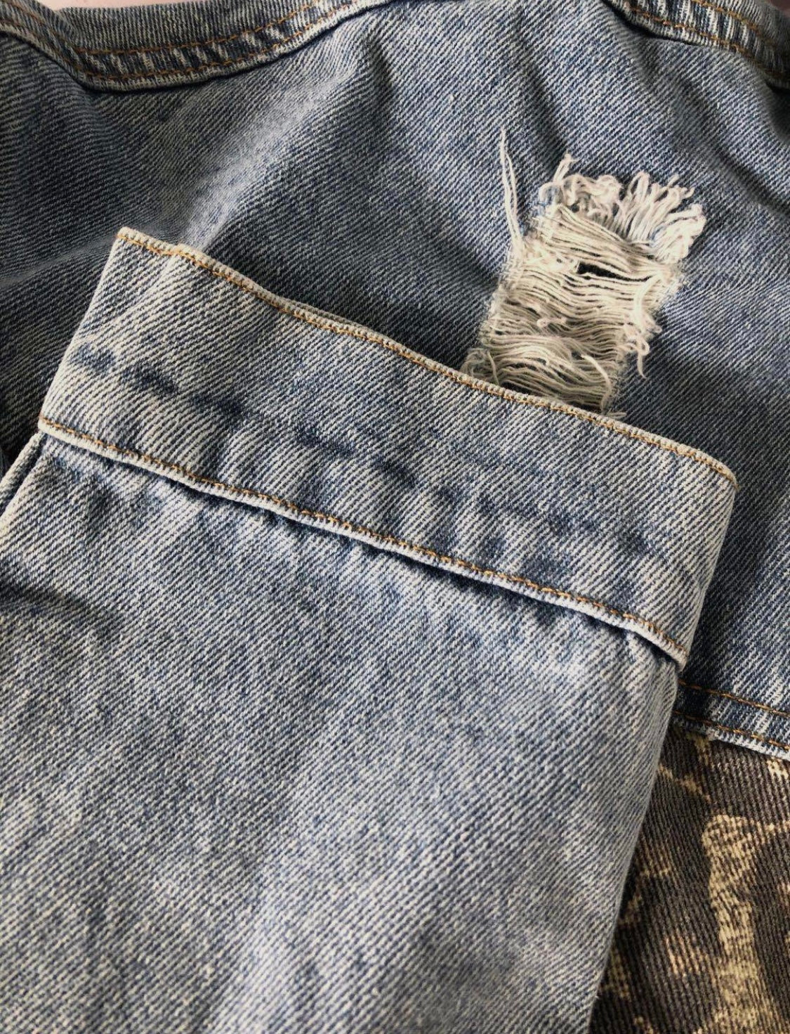 Leopard Patchwork Denim Jacket