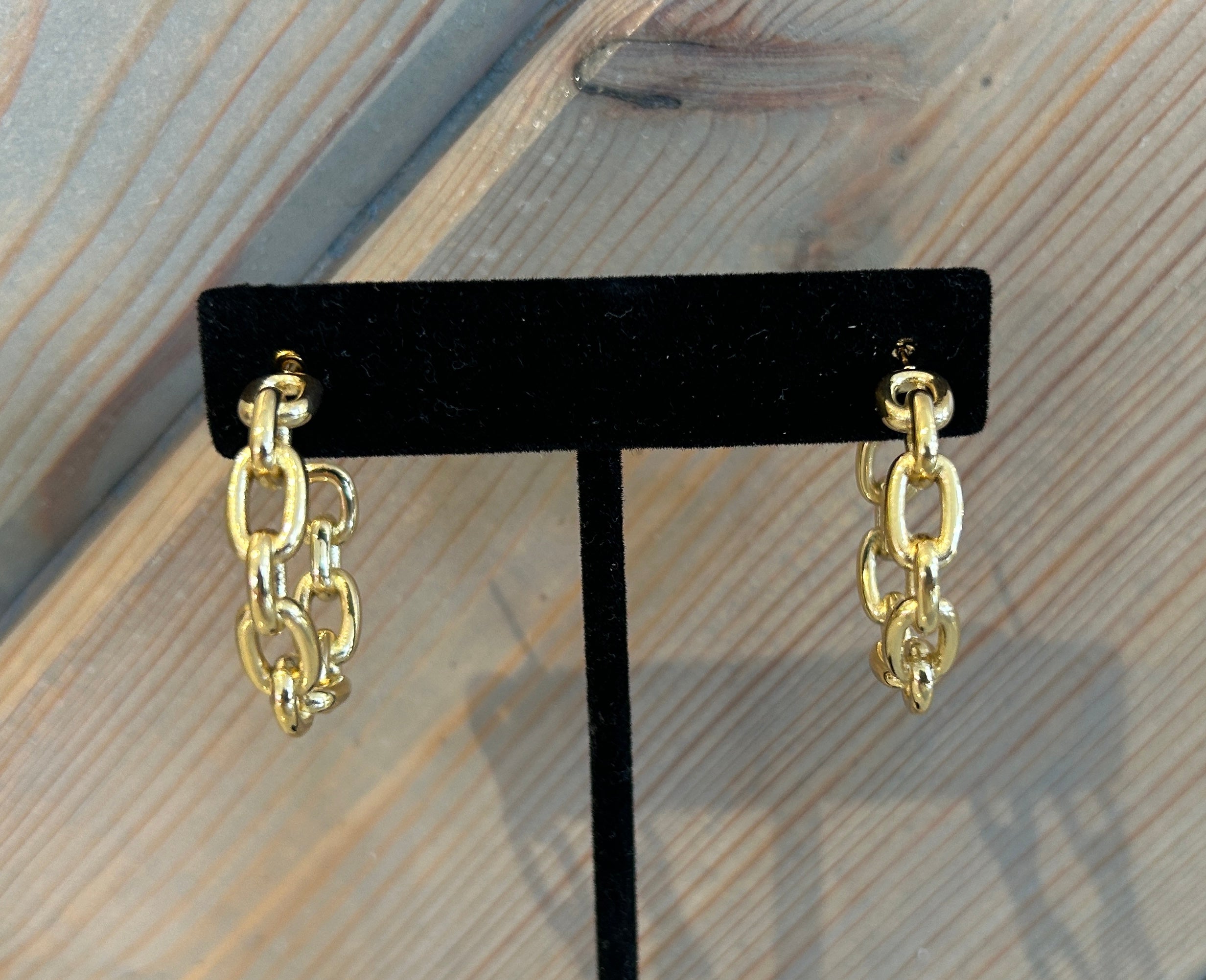 Lg Chain Hoops- Gold