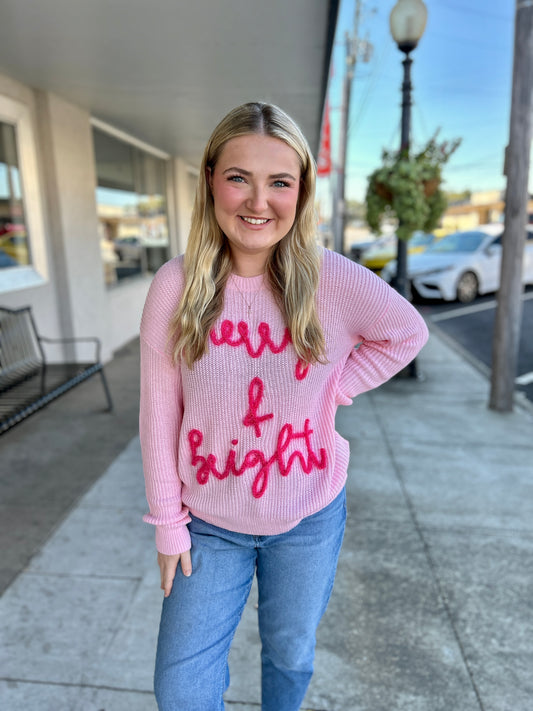 Merry & Bright Waffle Sweater