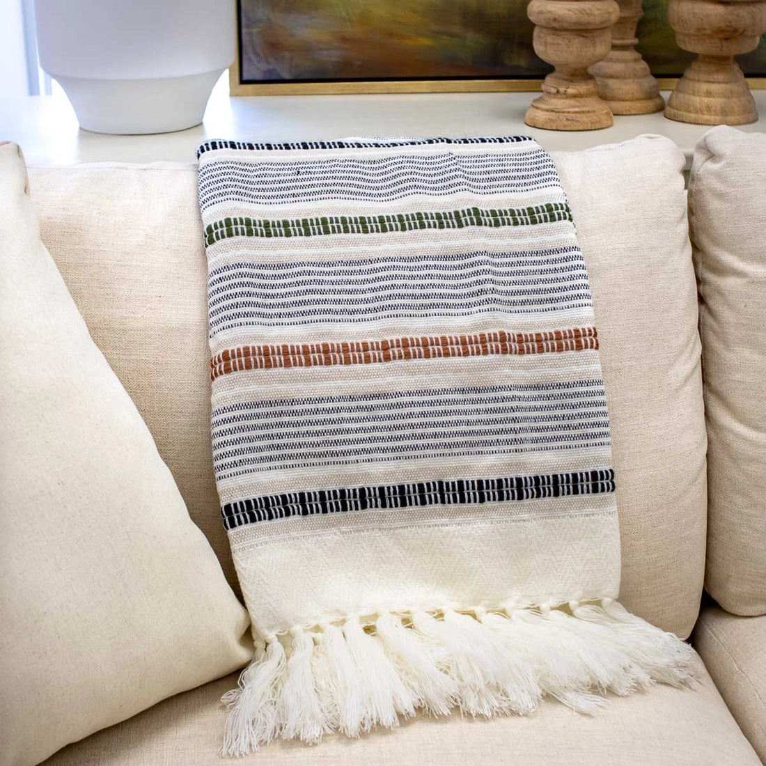 Melshire Throw Cream/Multi Stripe