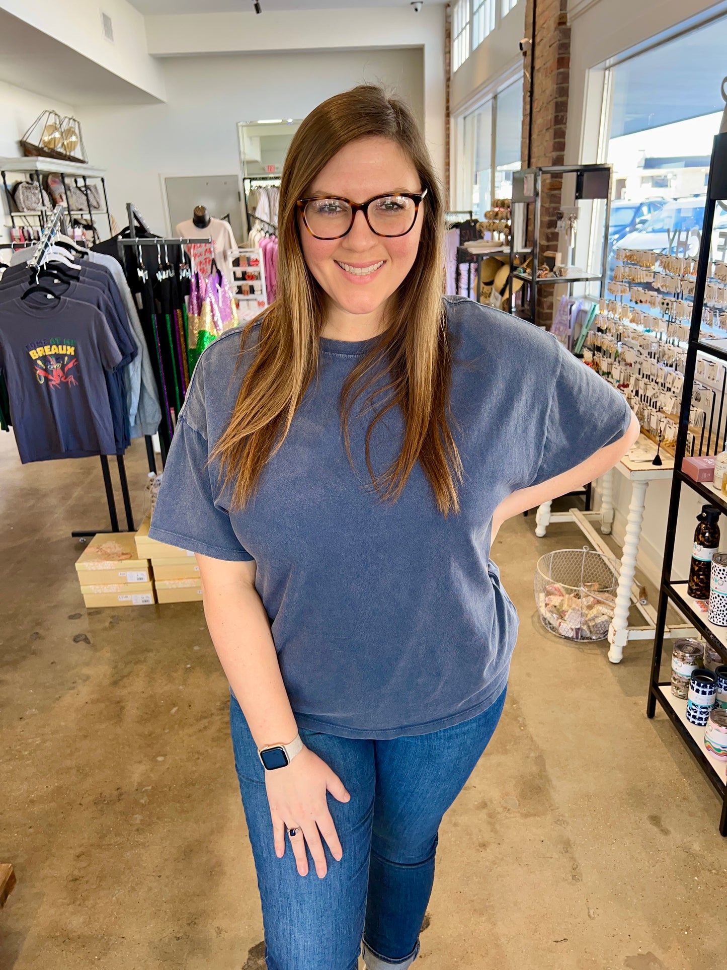 Ava Mineral Wash Tee- Navy