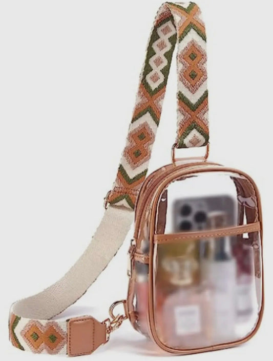 Jacquard Clear Shoulder Bag in Brown