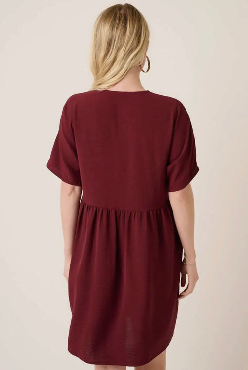 On The Go Babydoll Dress- Port