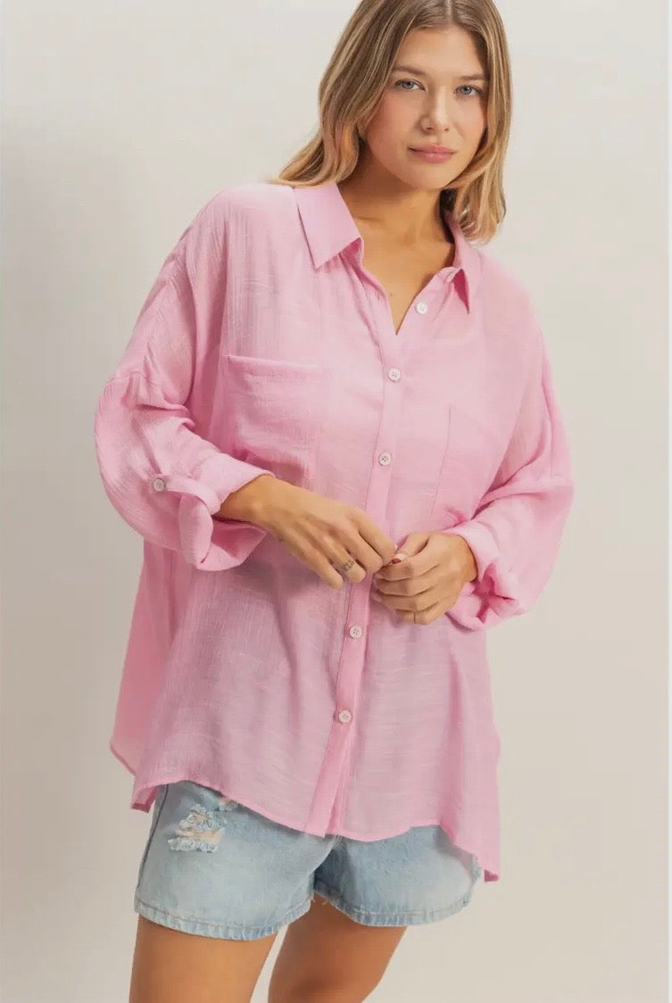 Olivia Button-Down Blouse Pink
