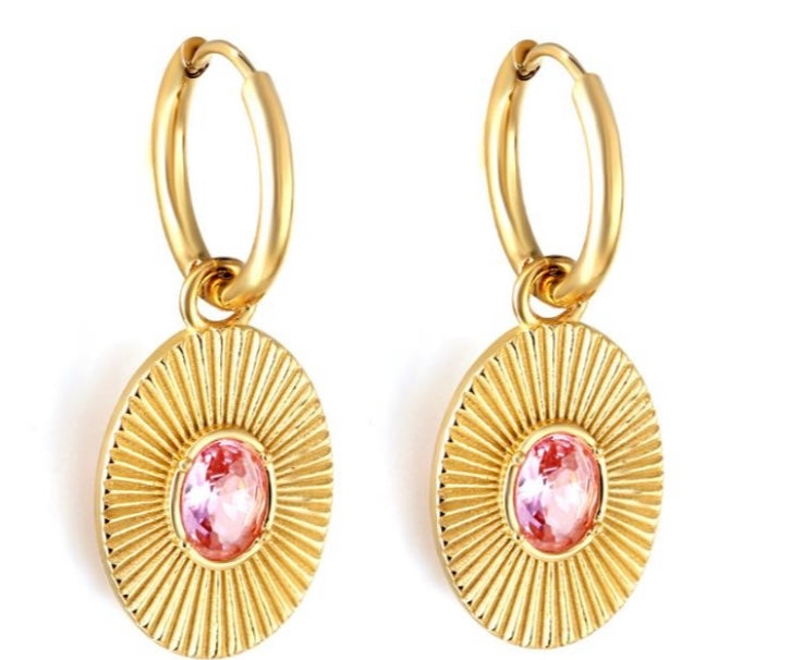 Pink Gold Bangle Earrings