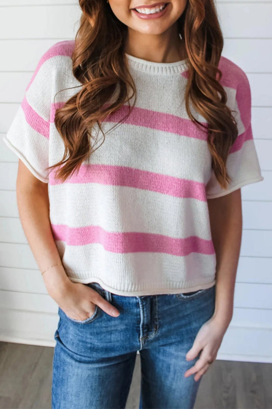 Lovesoft Stripe Knit Top Pink