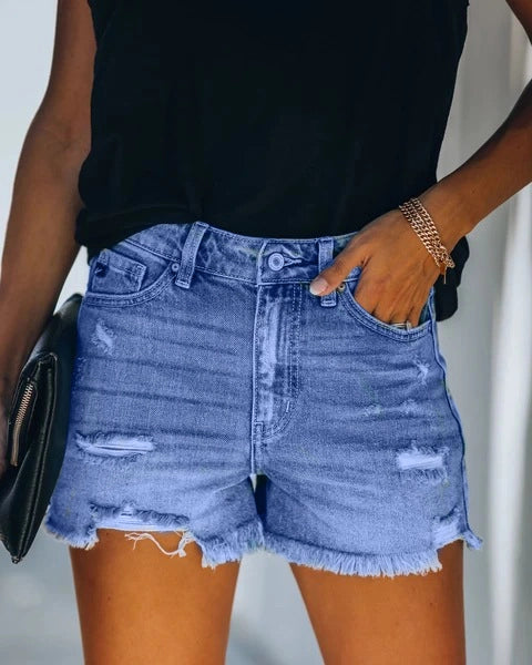 Fray All Day Shorts- Light Denim