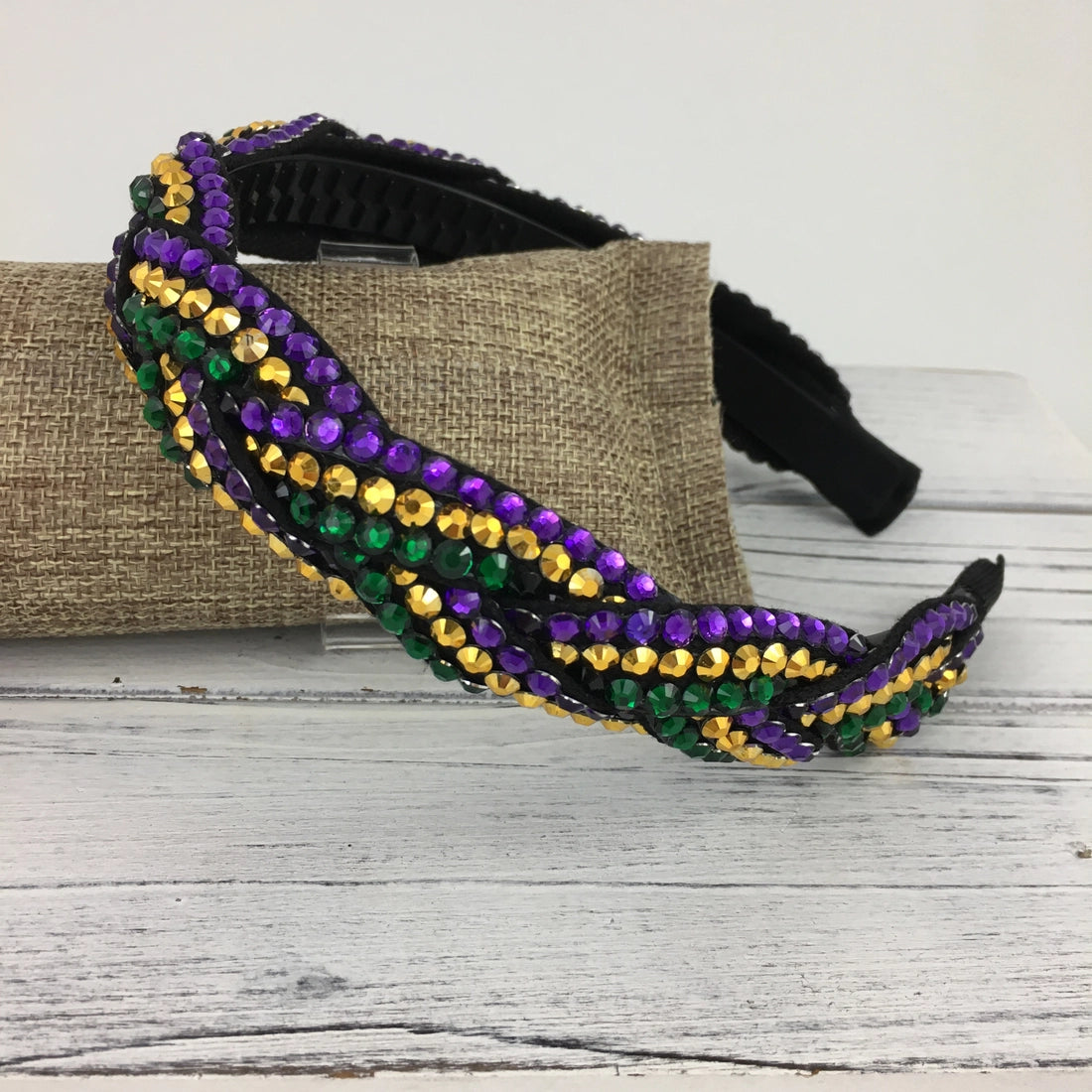 Mardi Gras Braided Rhinestore Headband