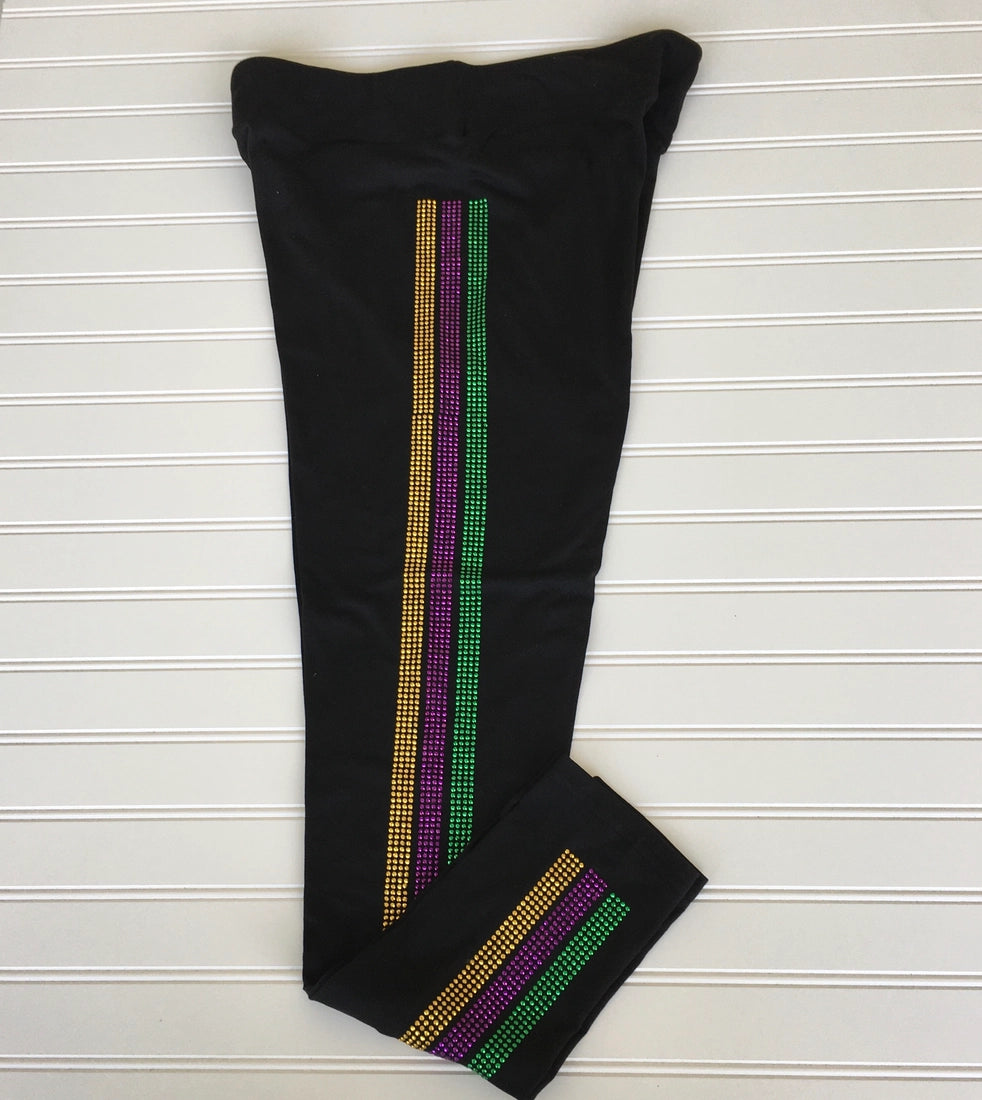 Mardi Gras Striped Leggings