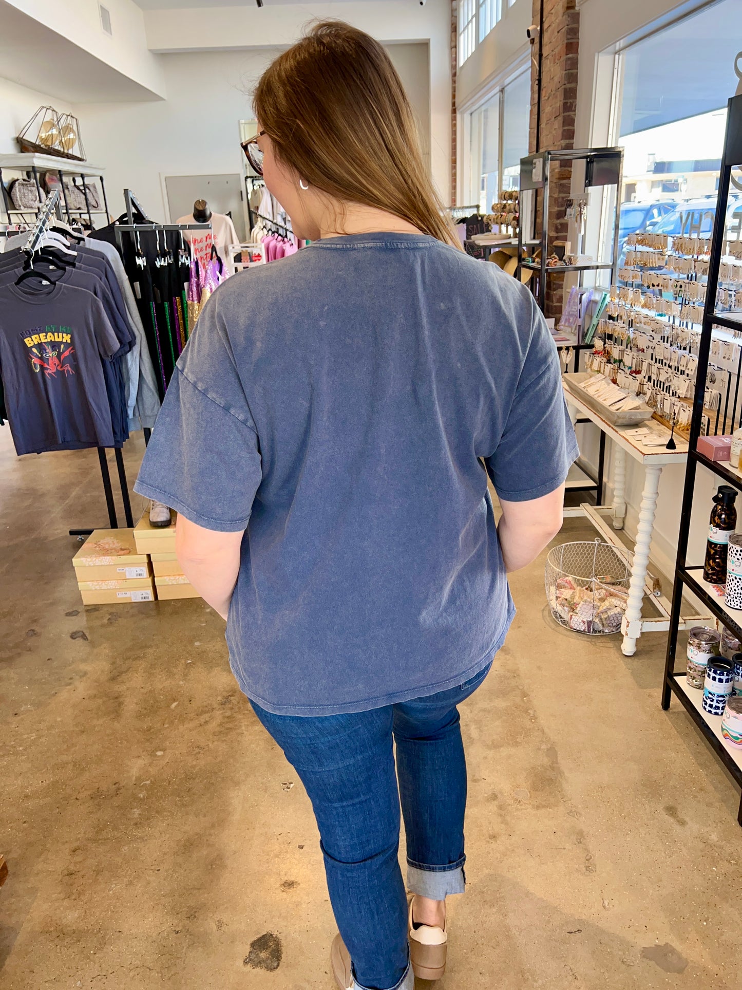 Ava Mineral Wash Tee- Navy