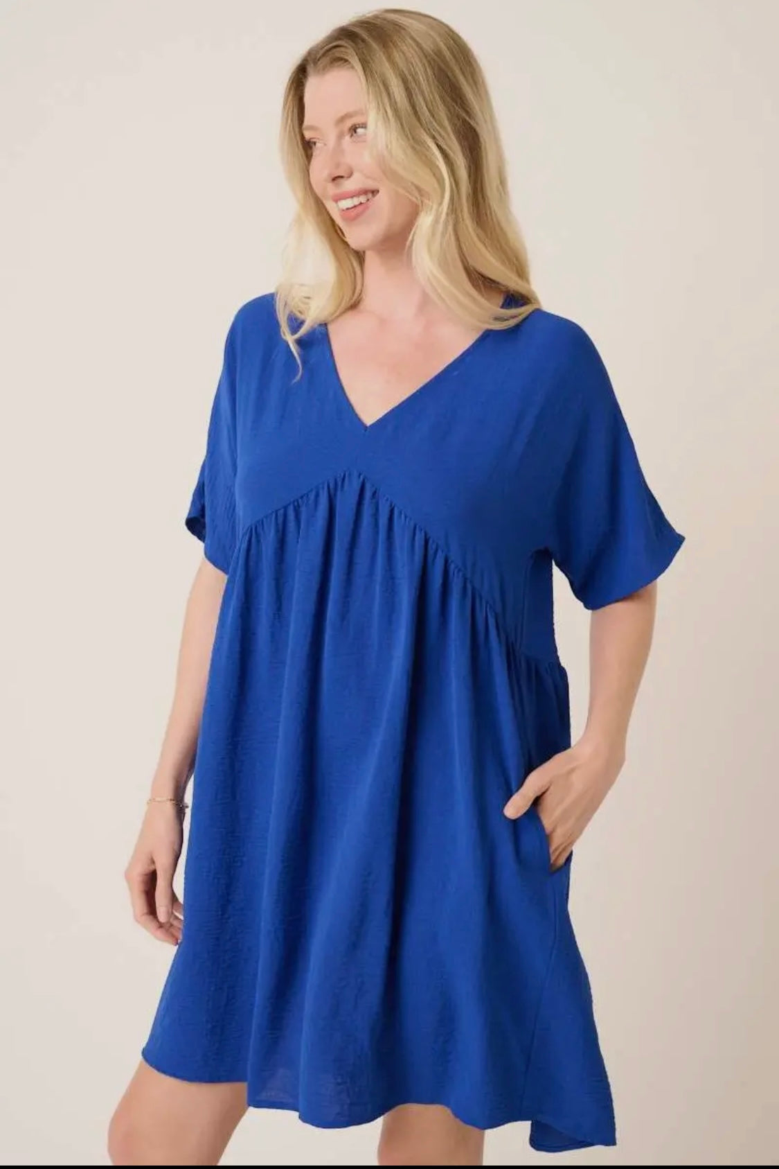 On The Go Babydoll Dress- Royal Blue