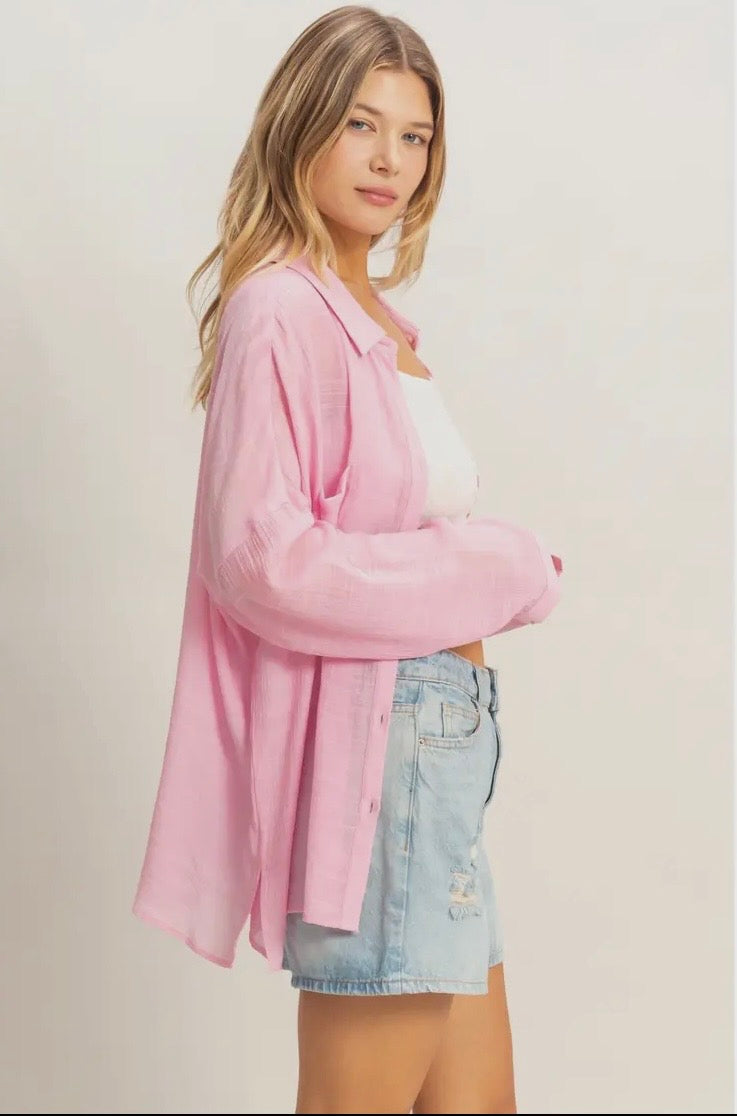 Olivia Button-Down Blouse Pink
