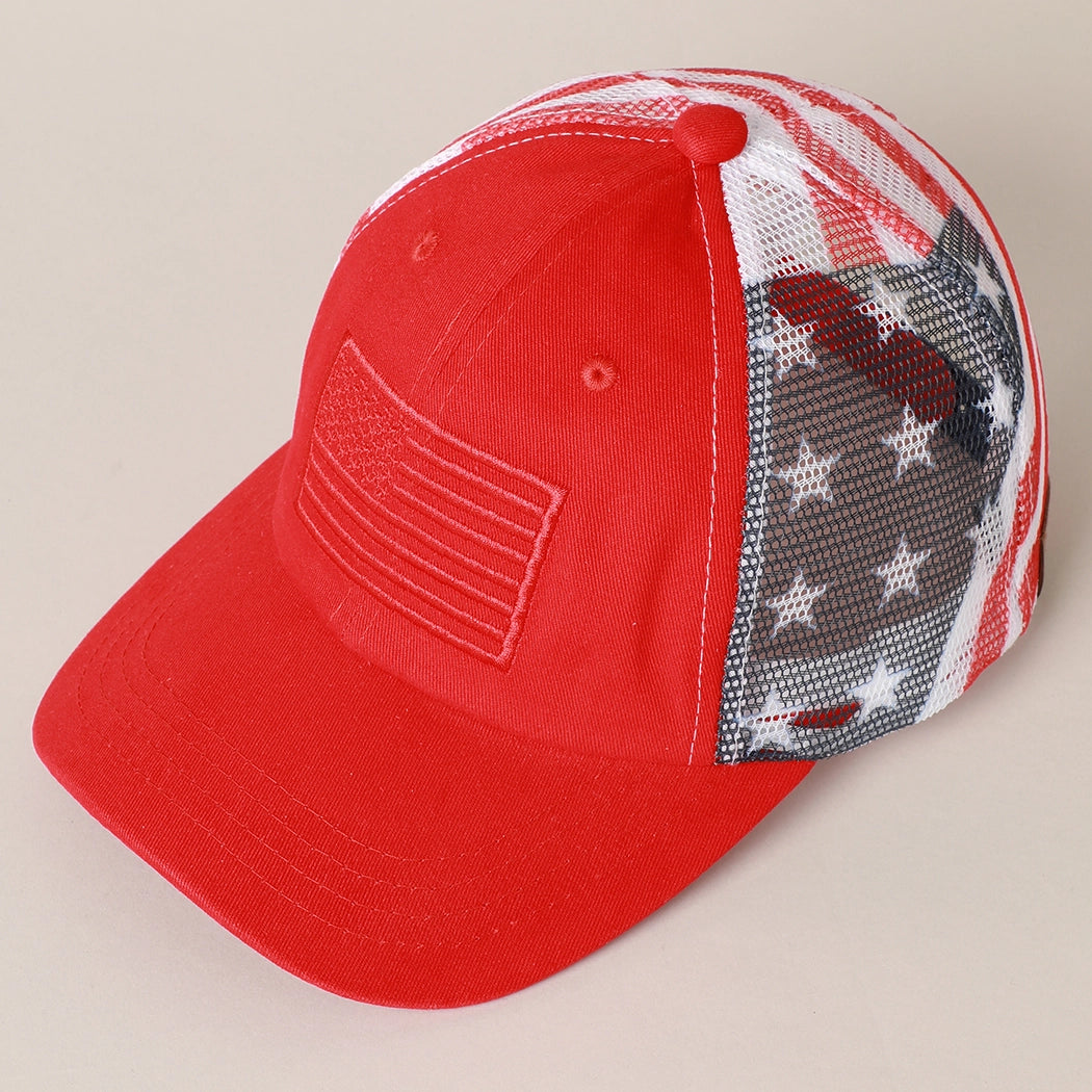 American Flag Baseball Hat- Red