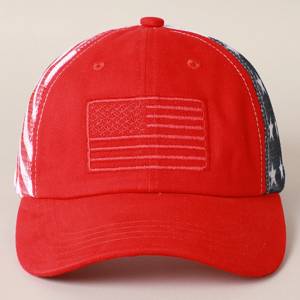 American Flag Baseball Hat- Red