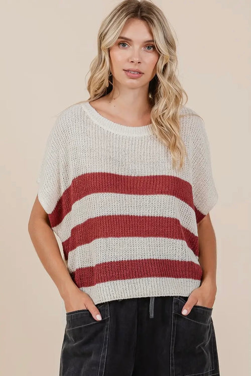 Seaside Stripe Knit Top- Sienna
