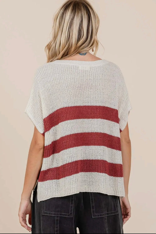 Seaside Stripe Knit Top- Sienna