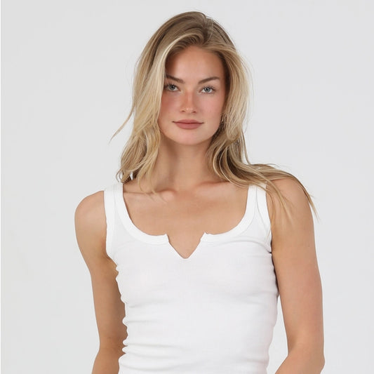 Basic Language Rib Tank in White