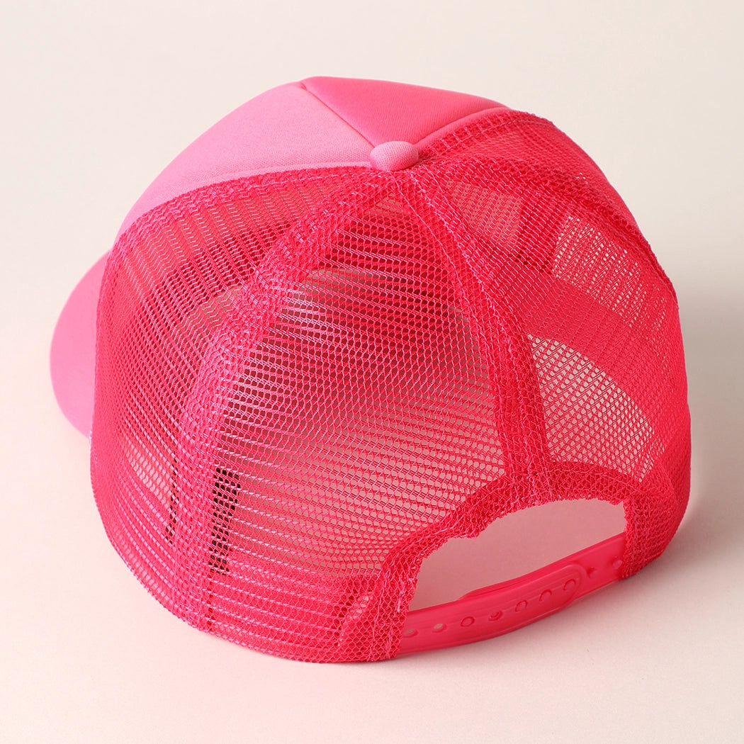 Bow Patch Trucker Hat- Hot Pink