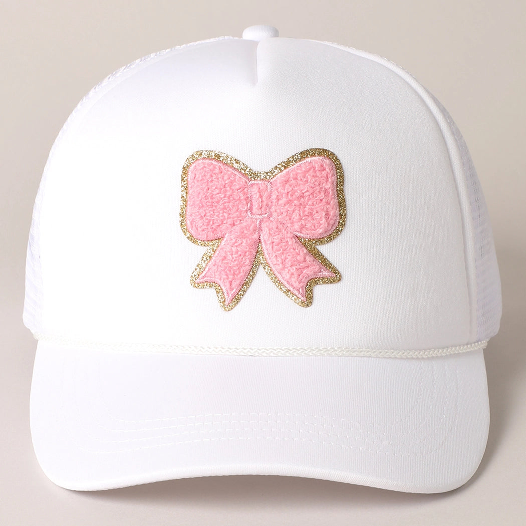 Bow Patch Trucker Hat- White