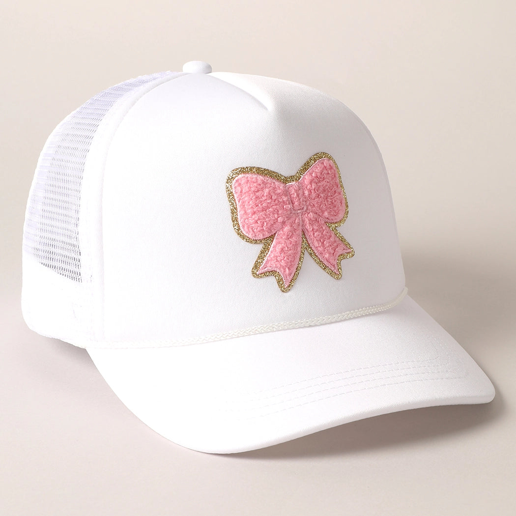 Bow Patch Trucker Hat- White