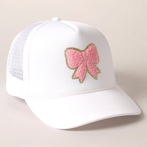 Bow Patch Trucker Hat- White