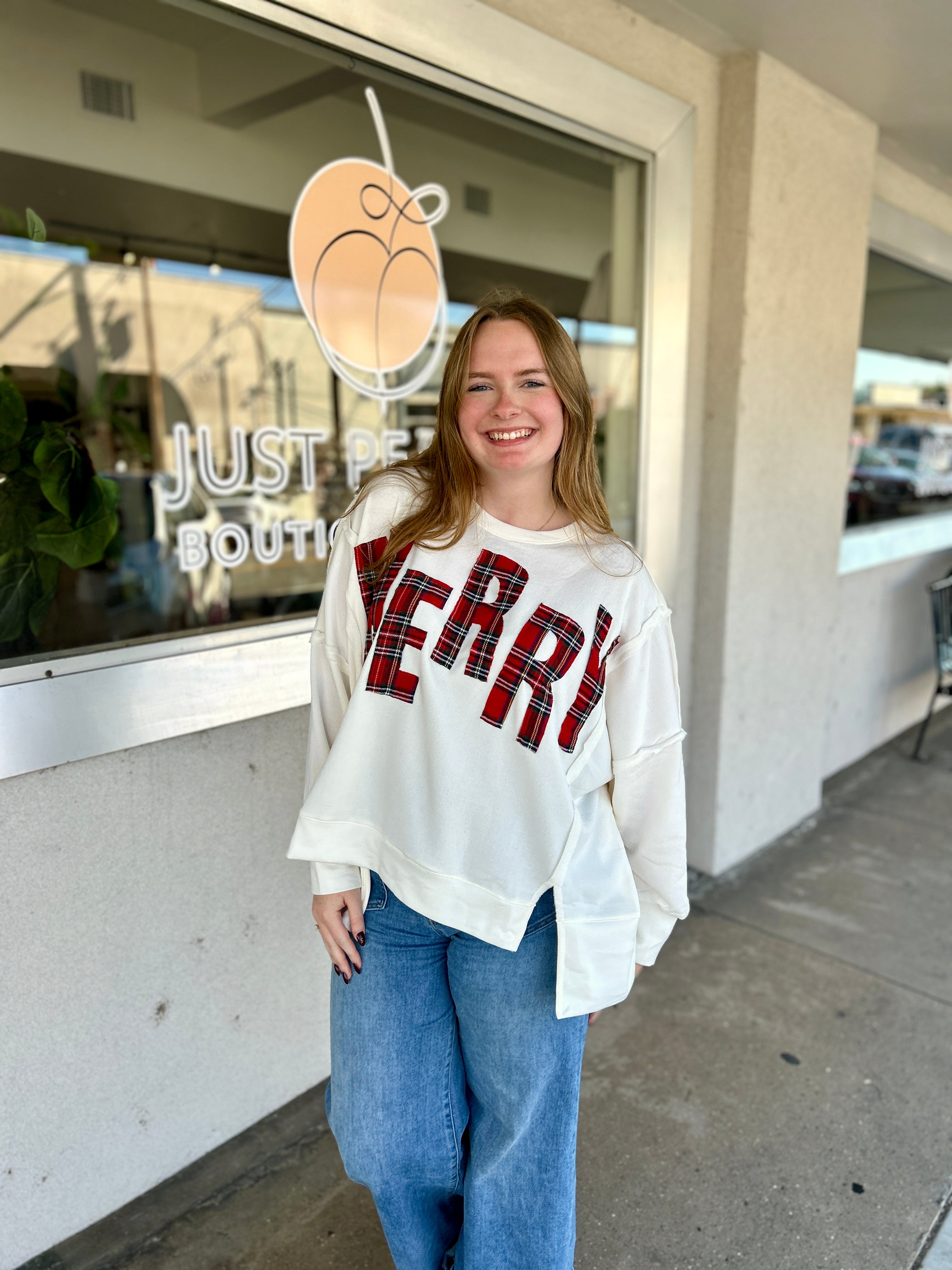 Merry Plaid Fleece Sweater