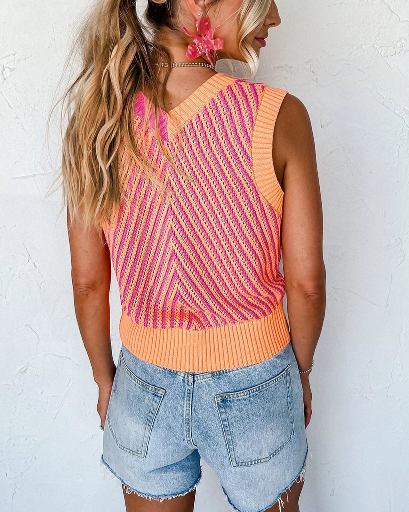 Cheveron Sleeveless Sweater