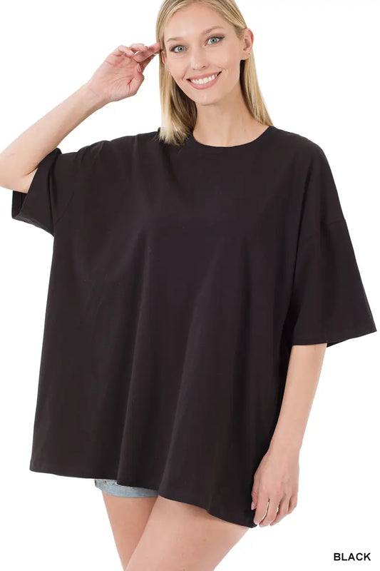 Cotton Drop Boyfriend Tee- Black